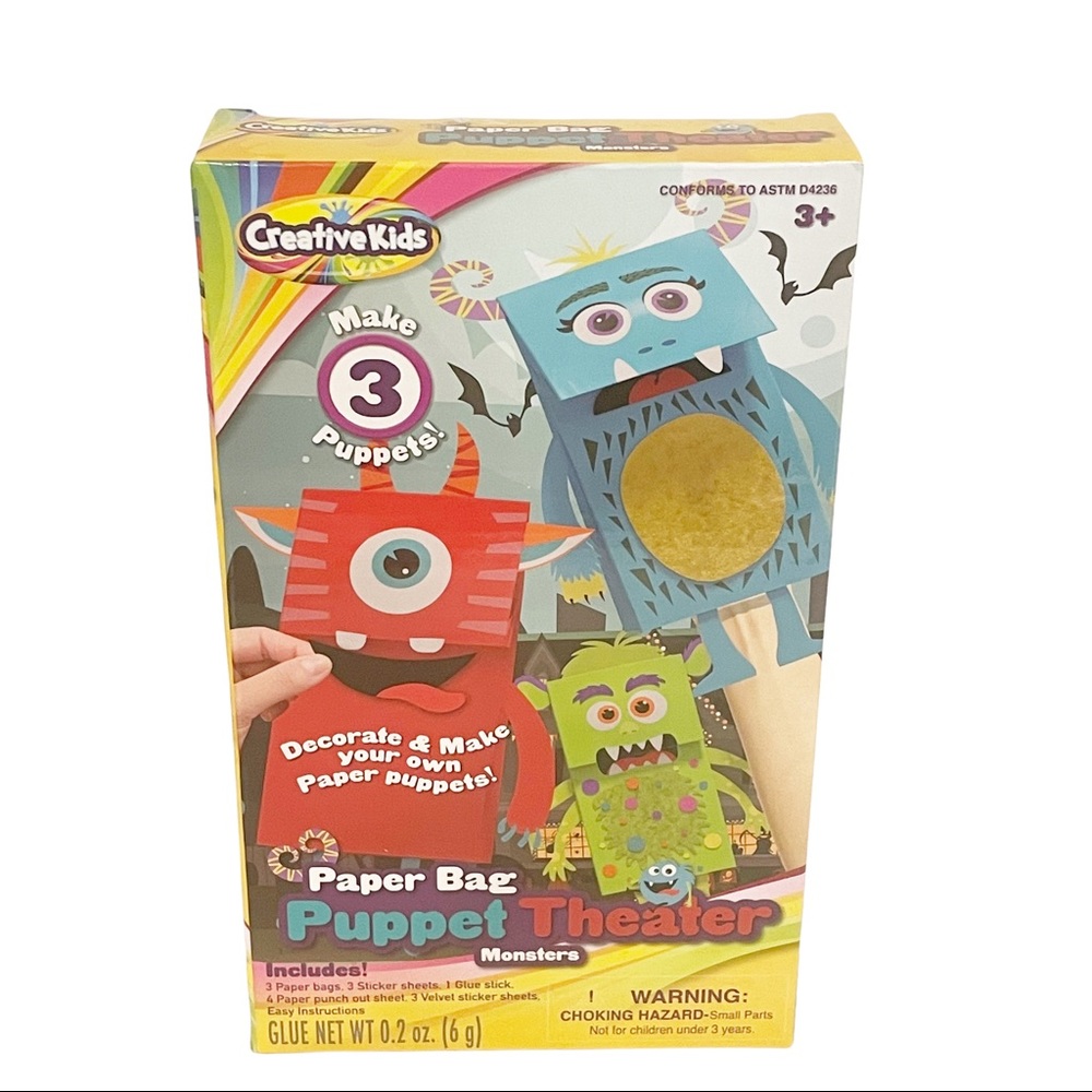 Creative Kids Paper Bag Puppet Theater Crafts Playtime‎ New NWT
